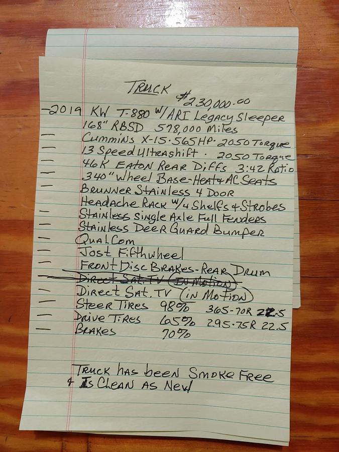 Used 2019 Kenworth T880 with 2013 Doonan Specialized Drop Deck Trailer