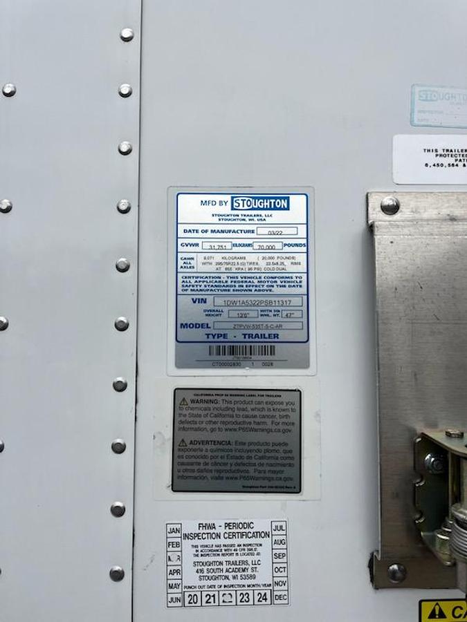 Used 2023 Stoughton 53x102 Dry Van Trailer