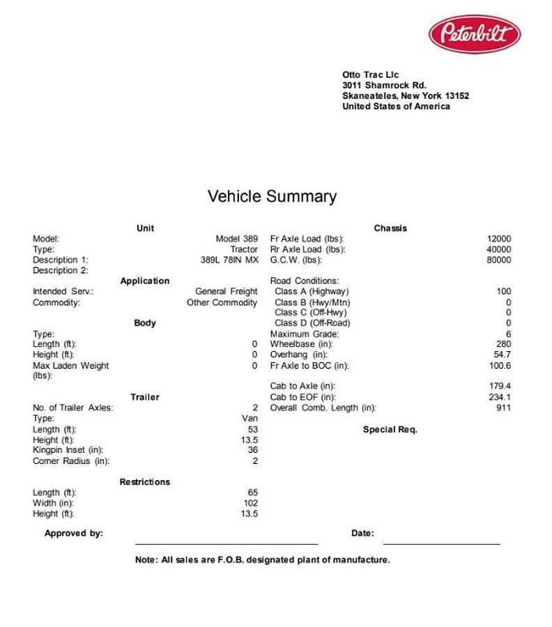 Used 2023 PETERBILT 389 Conventional Sleeper Semi