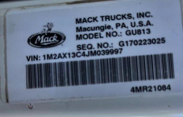 Used 2018 MACK GRANITE GU813