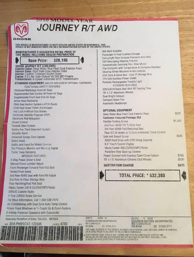 Used 2010 Dodge Journey R/T AWD with Wheelchair Lift