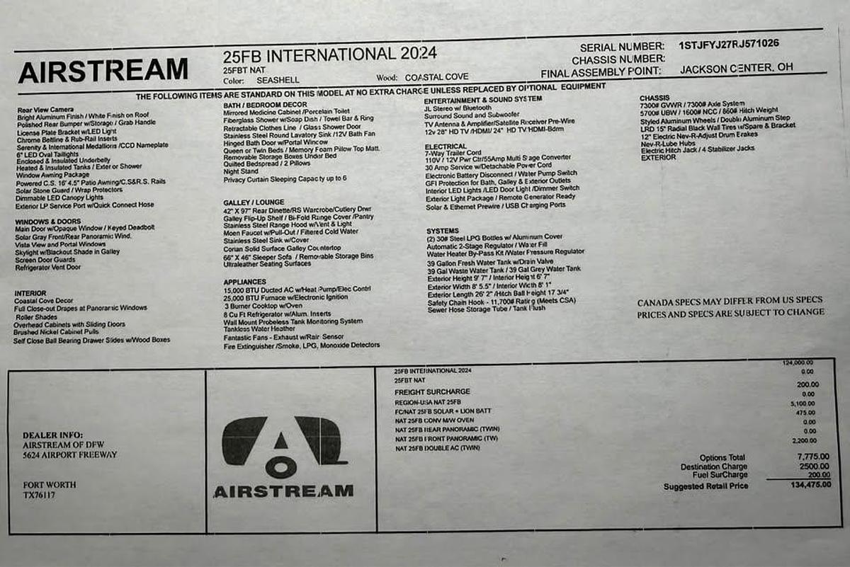 Used 2024 Airstream International 25FB Twin Travel Trailer