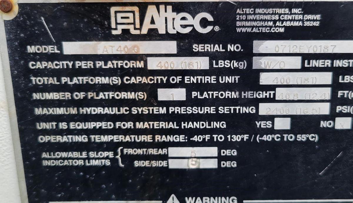 Used 2012 FORD F550 with MOUNTED 2012 ALTEC AT40G 45FT BOOM LIFT