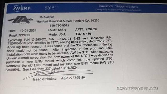 Used 1940 J5A Piper CLub