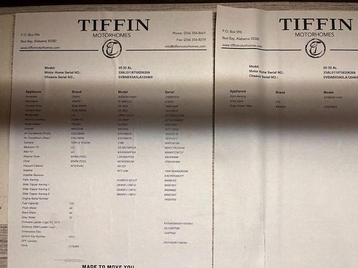 Used 2020 Tiffin Allegro RED 33AL