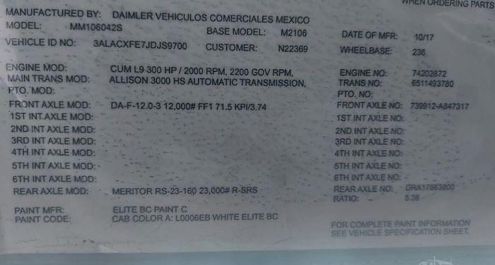 Used 2018 Freightliner Business Class M2106