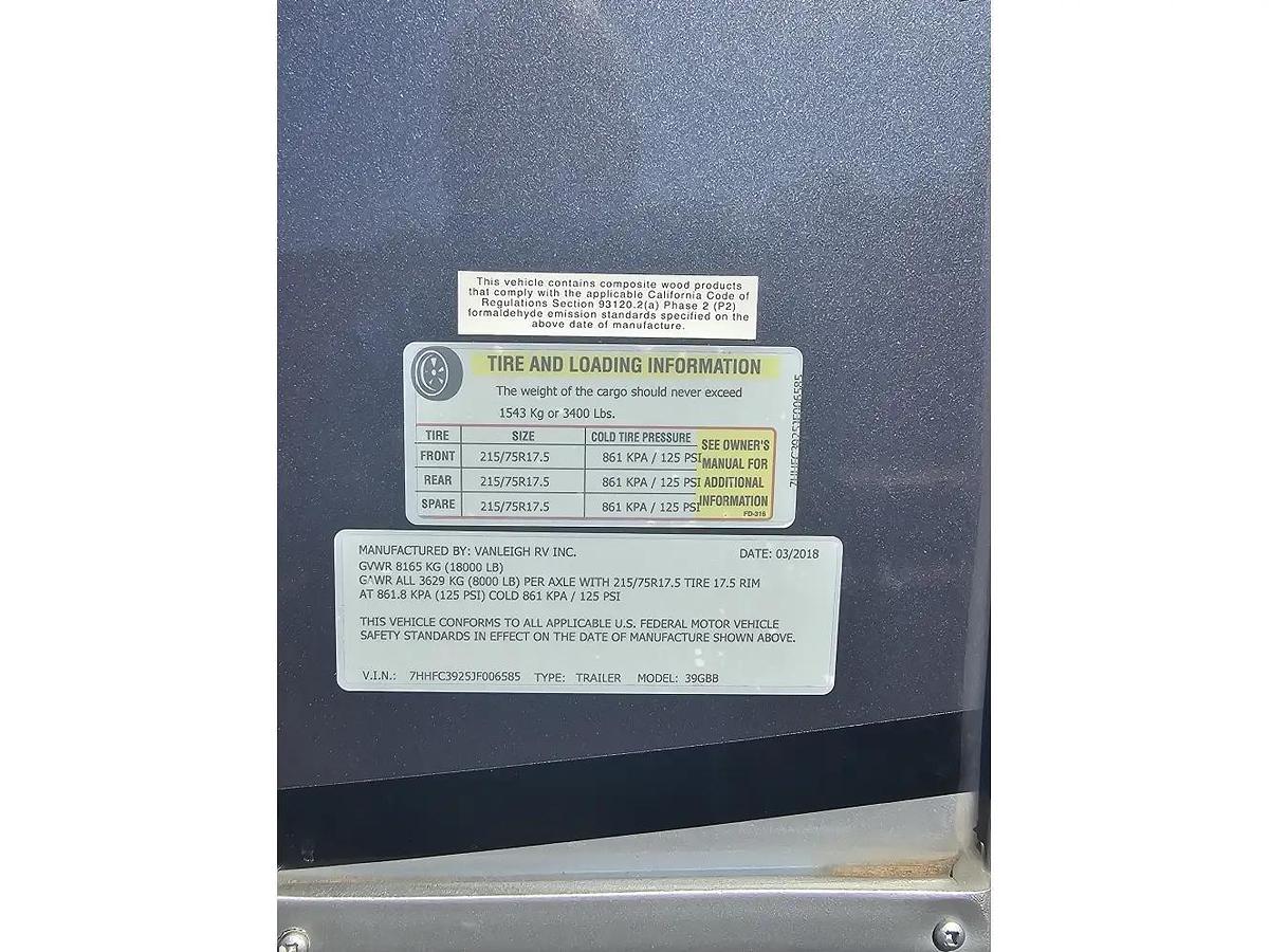 Used 2018 Vanleigh Beacon 39GBB Fifth Wheel