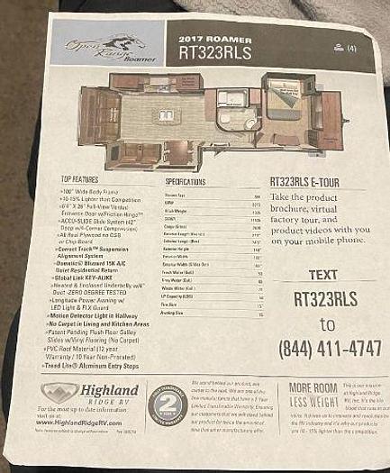 Used 2017 Highland Ridge Open Range Roamer RT323RLS