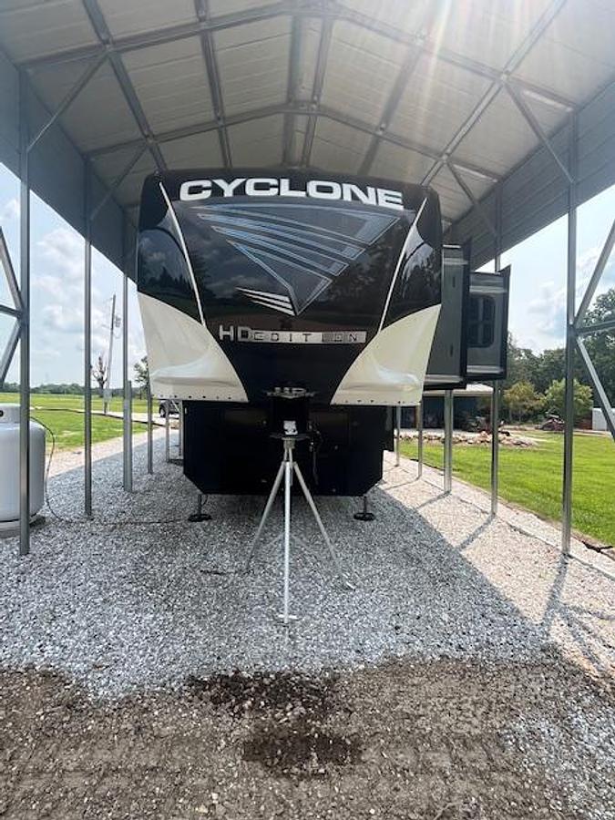 Used 2021 Heartland Cyclone 4007 Fifth Wheel Toy Hauler