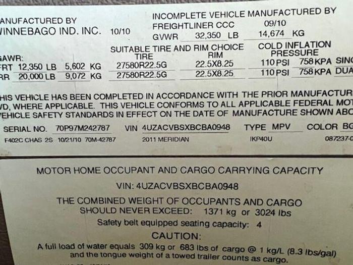 Used 2011 Itasca Meridian 40U