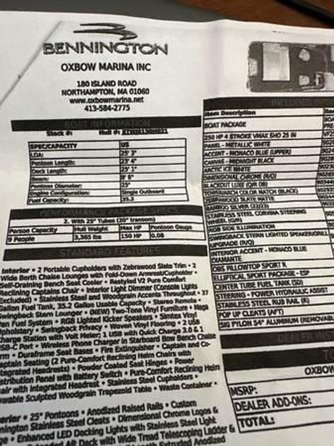Used 2021 Bennington 23RSB Pontoon Boat