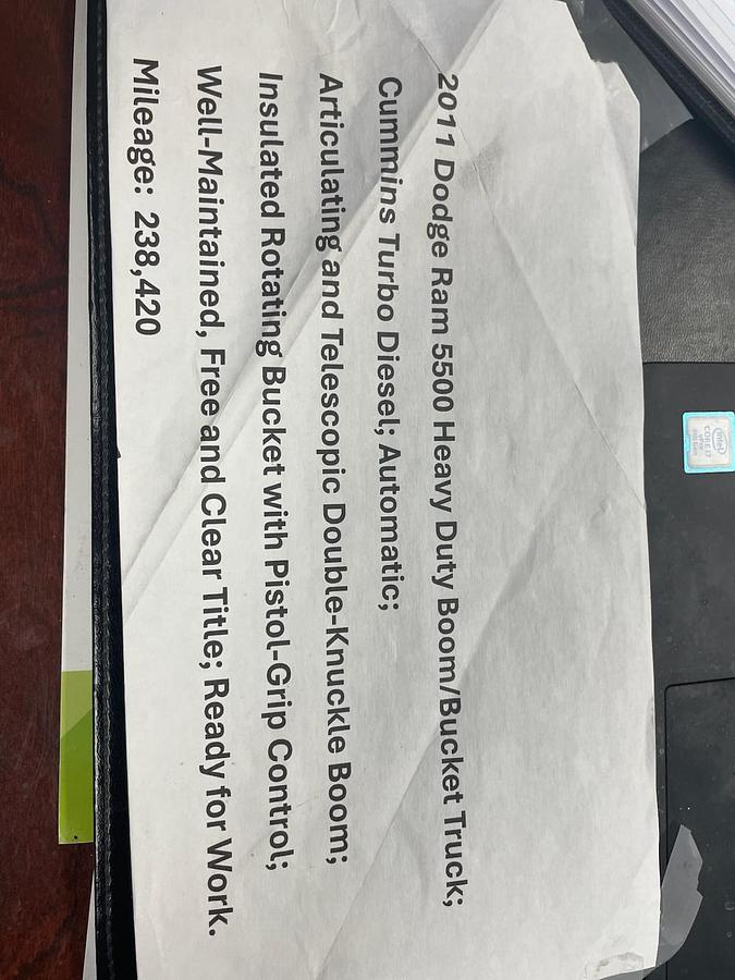 Used 2011 Dodge Ram 5500 Heavy Duty Boom/Bucket Truck