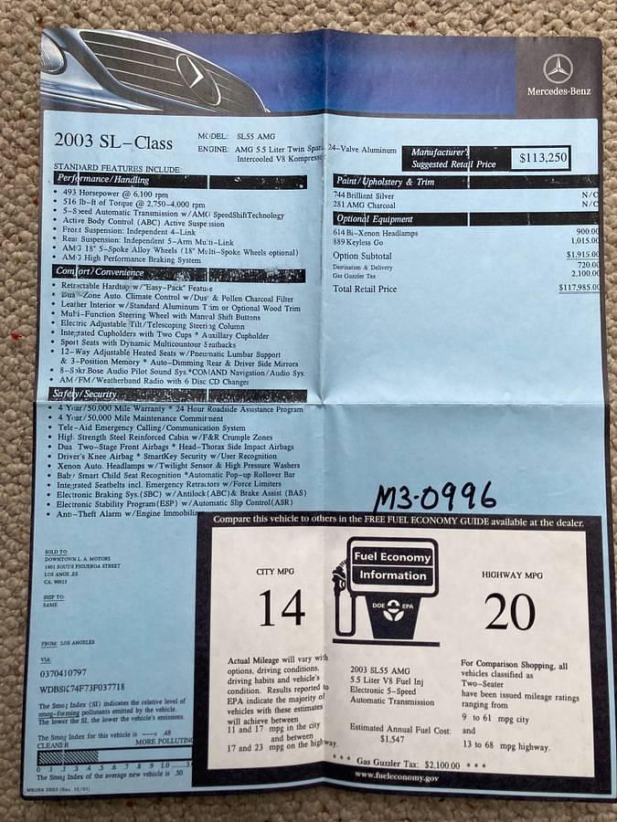 Used 2003 Mercedes Benz SL55 AMG