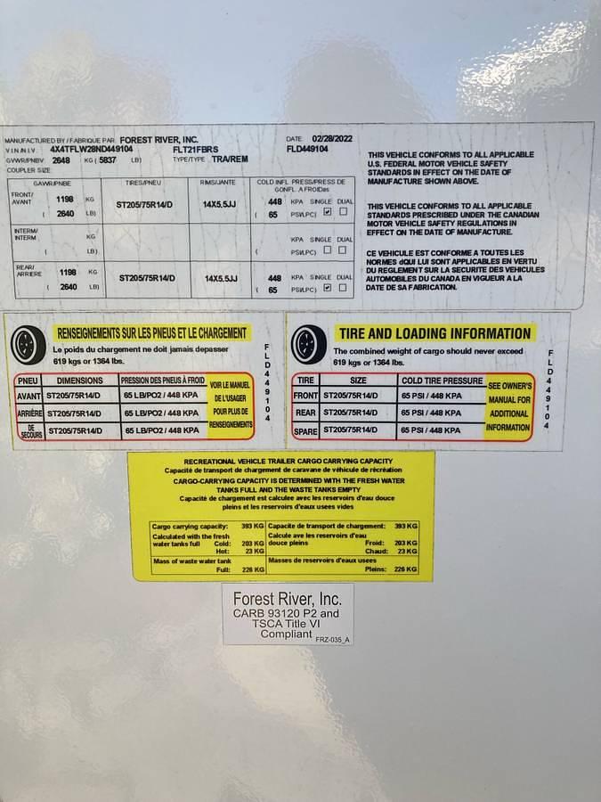 Used 2022 Forest River Flagstaff Micro Lite 21FBRS Travel Trailer