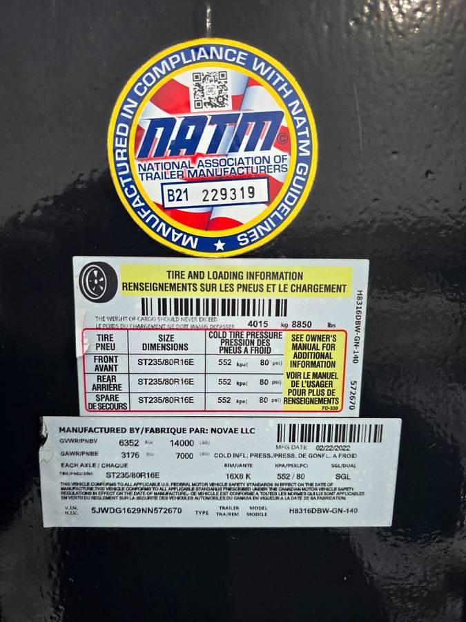 Used 2022 H&H 16' x 6' Gooseneck Dump Trailer