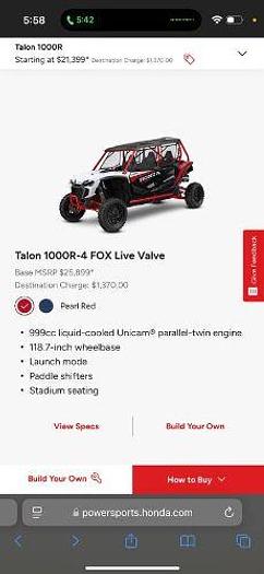 Used 2020 Honda Talon 1000X 4