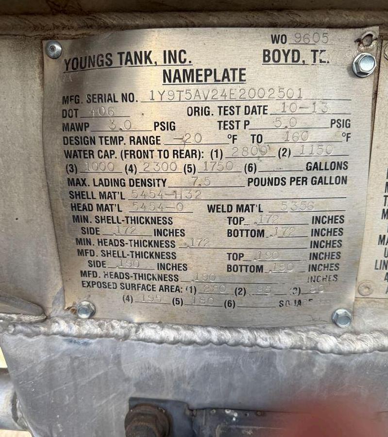 Used Youngs DOT 407 Multi-Compartment Tanker