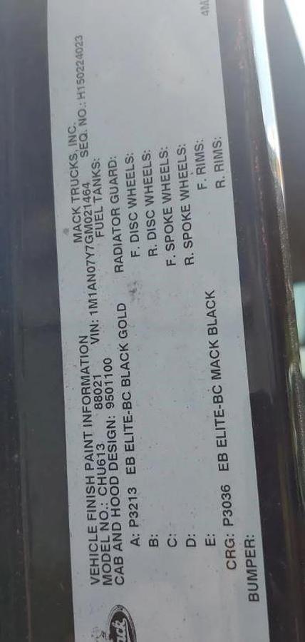 Used 2016 MACK PINNACLE CHU613 RAWHIDE