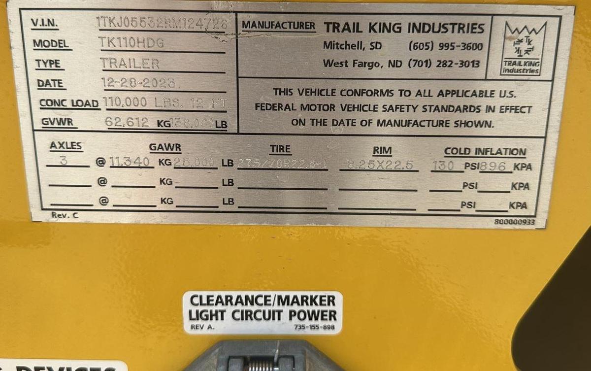 Used 2020 KENWORTH W900 & 2024 TRAIL KING TK110HDG