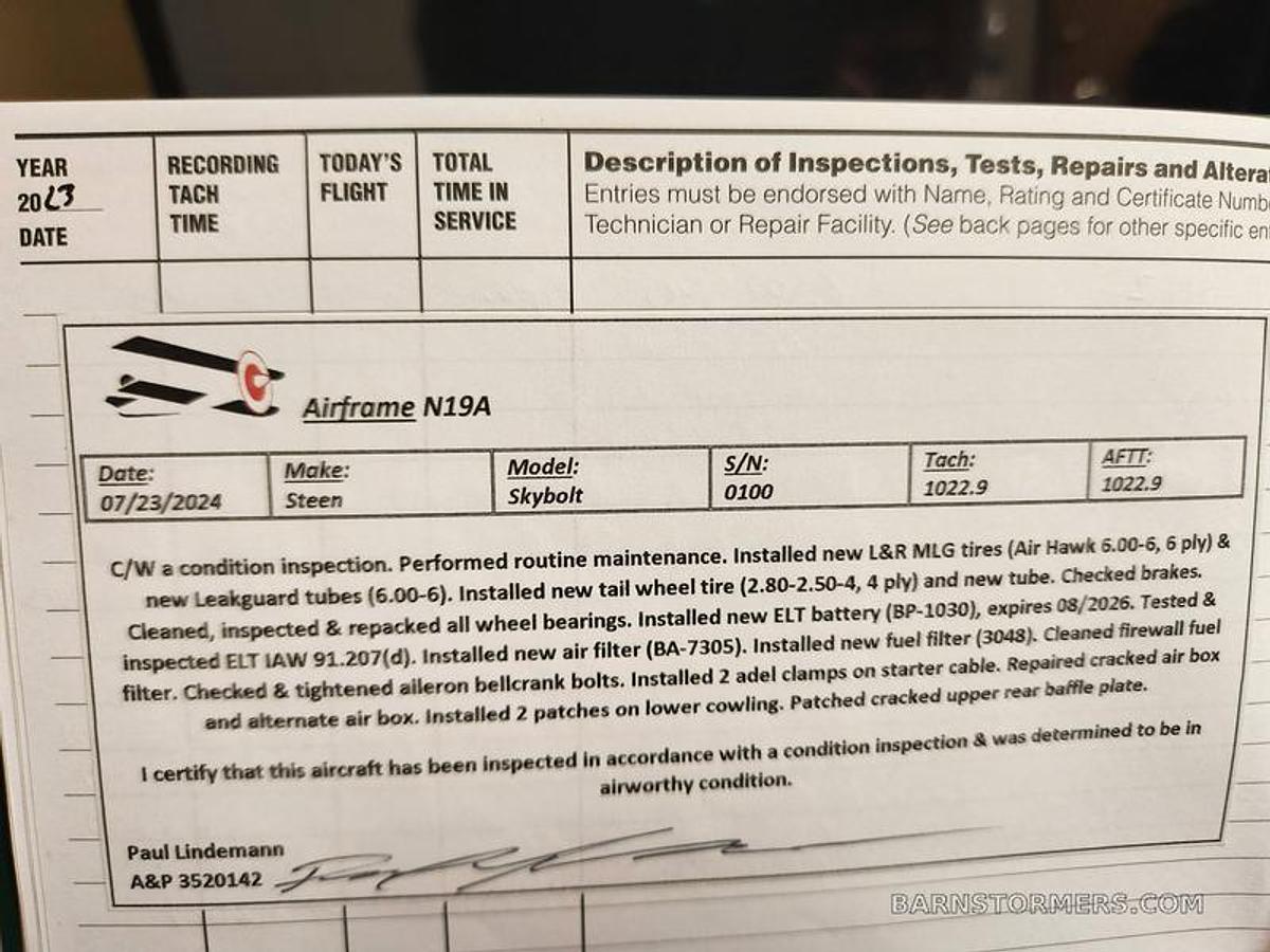 Used 1975 Steen Skybolt 200HP Airplane