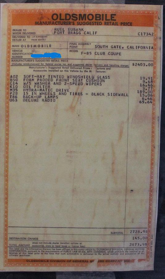 Used 1963 Oldsmobile F-85