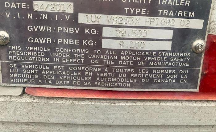 Used 2014 Utility 53ft. Trailer