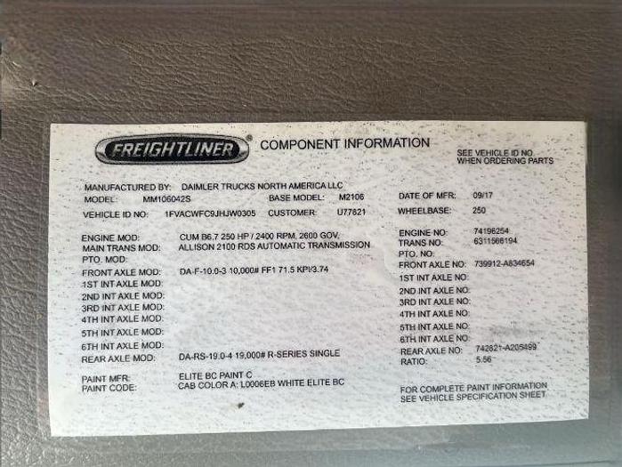 Used 2018 Freightliner BUSINESS CLASS M2 106