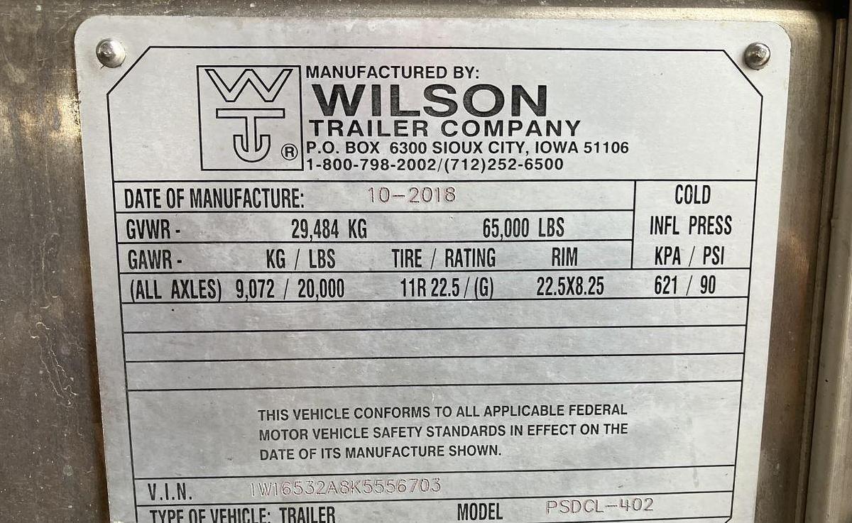 Used 2019 WILSON PSDCL-402 Livestock Trailer