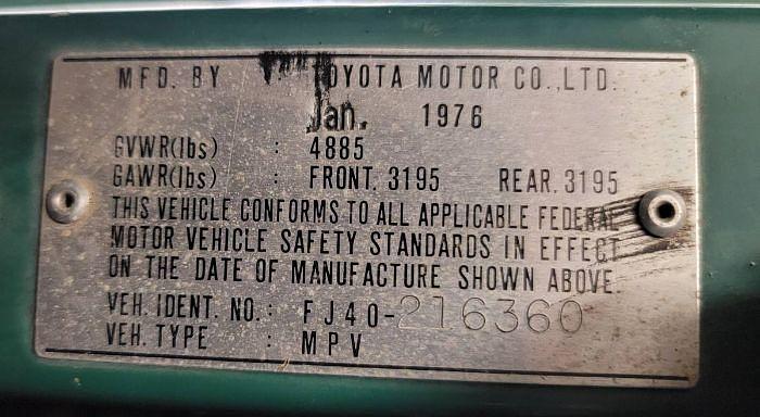 Used 1976 Toyota Land Cruiser FJ40