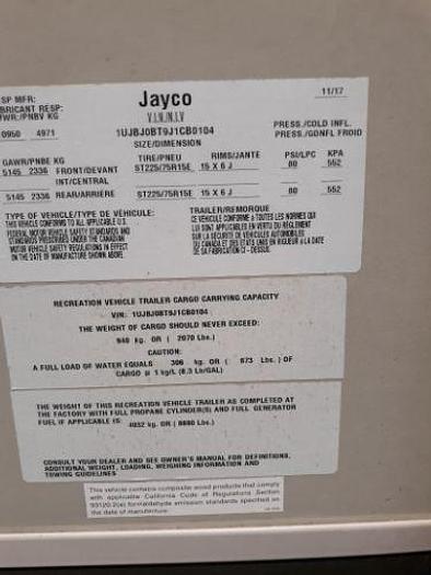 Used 2018 JAYCO EAGLE HT 295DBOK