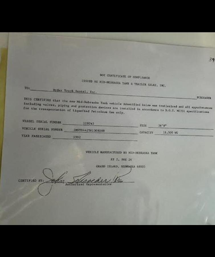 Used 1992 MID-NEBRASKA MC331 Tanker Trailer