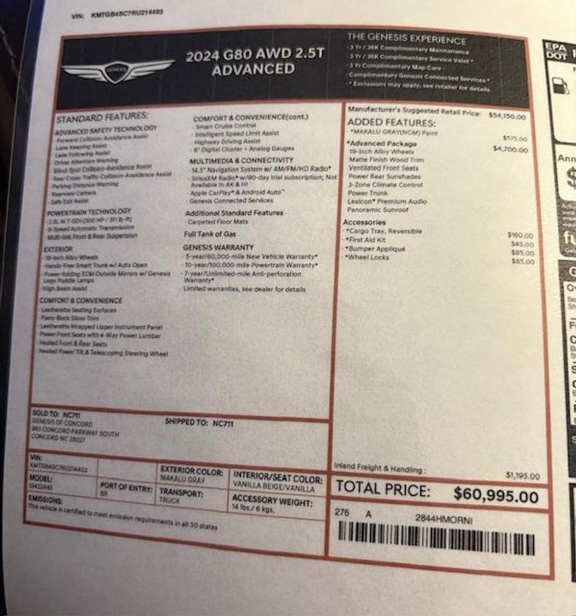 Used 2024 Genesis G80