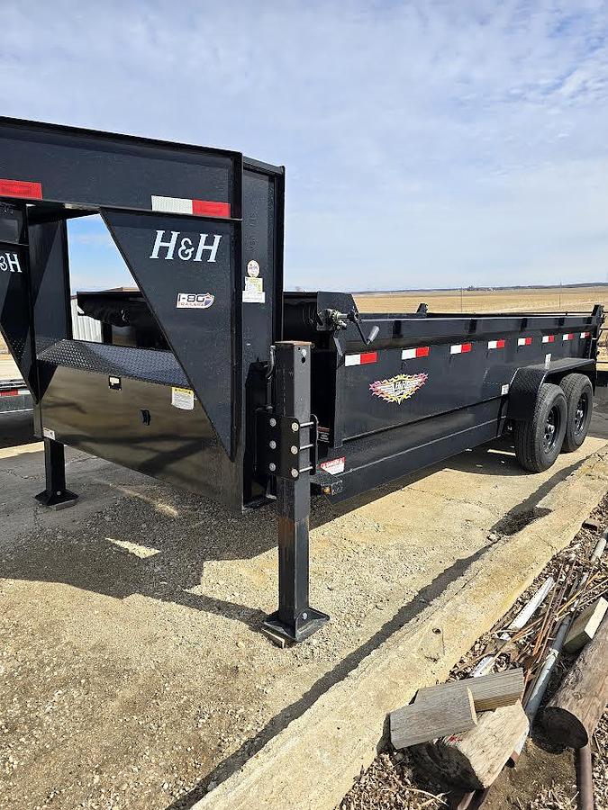 Used 2022 H&H 16' x 6' Gooseneck Dump Trailer