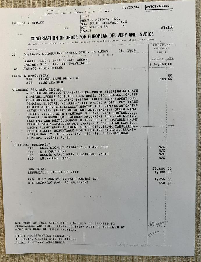 Used 1984 Mercedes-Benz 300D Turbo