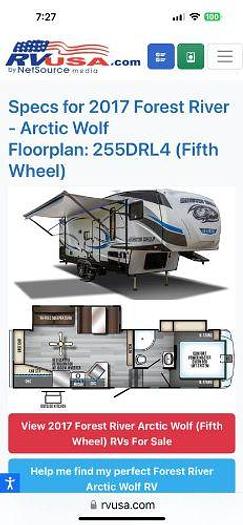 Used 2017 Forest River Cherokee Artic Wolf 255DRL4