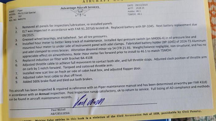 Used 1948 PIPER Cub Special PA11