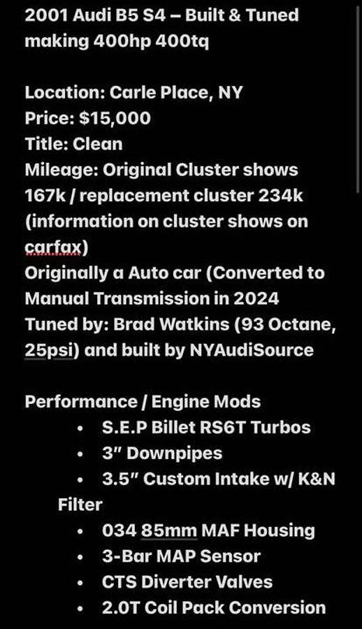 Used 2001 Audi S4 2.7T Sedan 4D