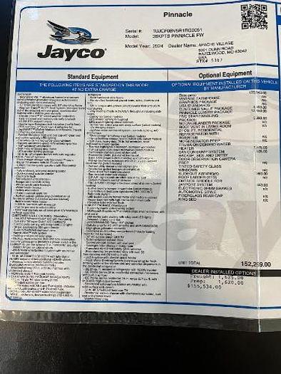 Used 2024 Jayco Pinnacle 36KPTS