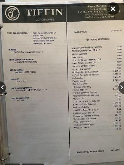 Used 2019 Tiffin Phaeton 40QBH