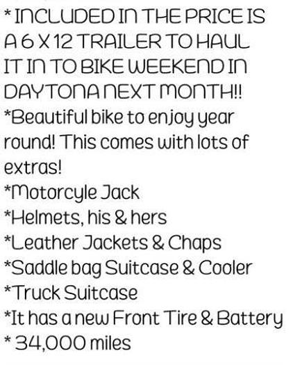 Used 2015 Harley Davidson with a 6x12 enclosed utility trailer