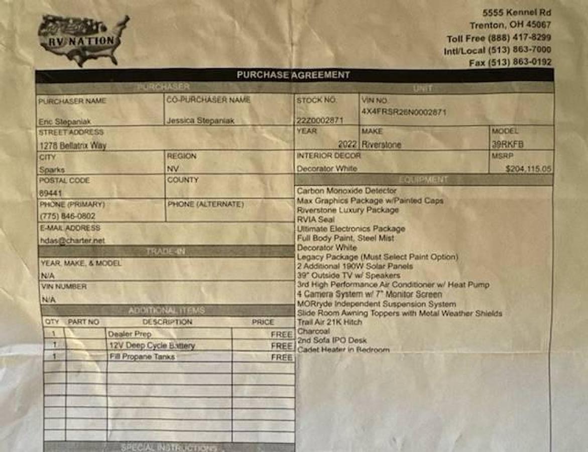 Used 2022 Forest River Riverstone Legacy 39RKFB Fifth Wheel