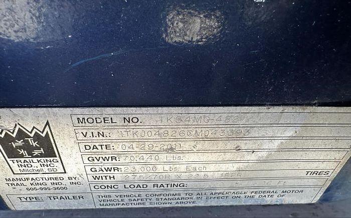 Used 2012 Trail King TK54M0 482