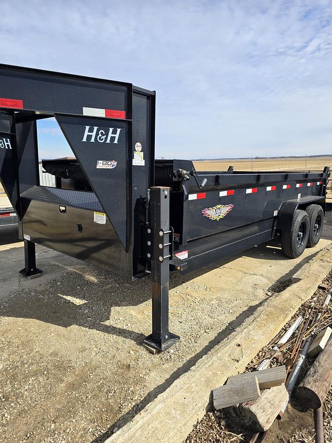 Used 2022 H&H 16' x 6' Gooseneck Dump Trailer