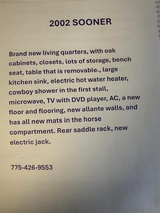 Used 2002 Sooner Revolution 4 Horse