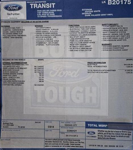 Used 2020 Ford Transit Cargo Van