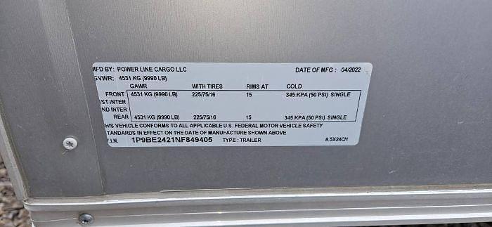 Used 2022 Powerline 24 ft Cargo Trailer V nose