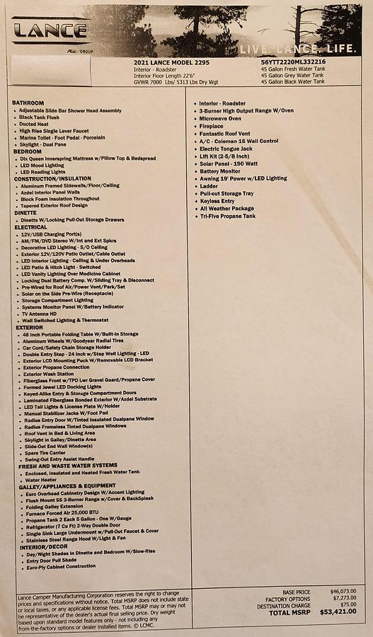 Used 2021 Lance 2295 Travel Trailer