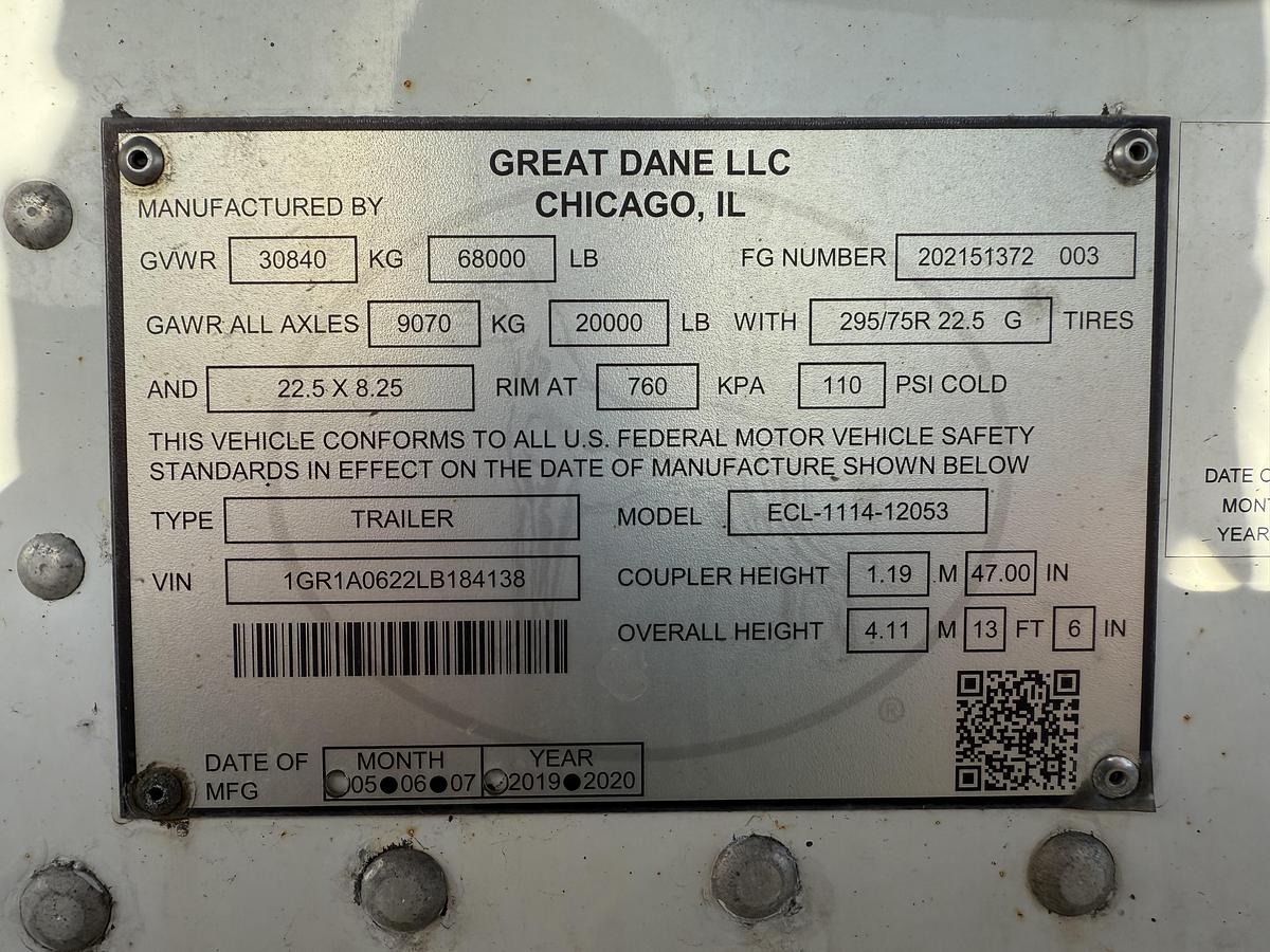 Used 2020 Great Dane Carrier Reefer Trailer