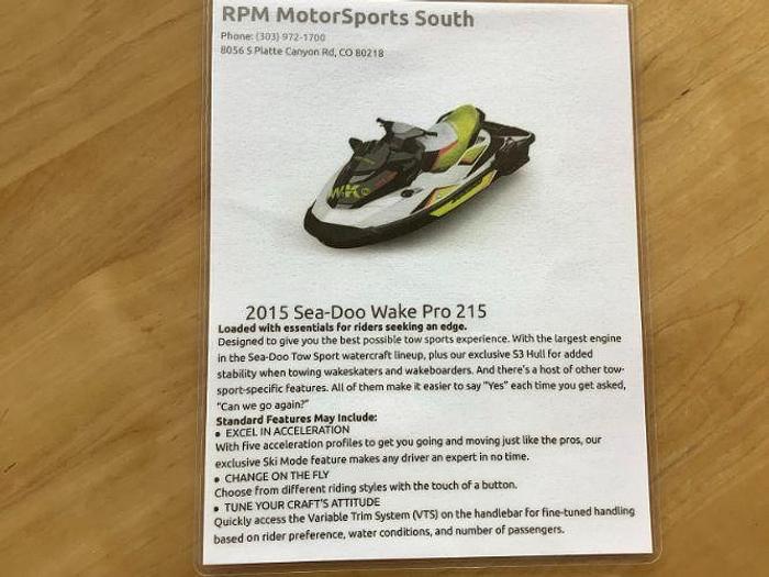 Used 2015 Seadoo Wake Pro 215