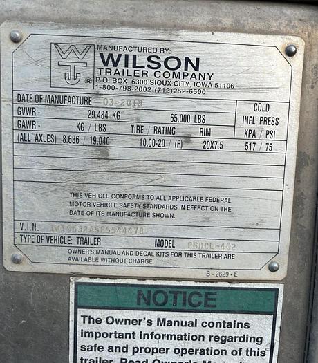 Used 2013 WILSON PSDCL-402 Livestock Trailer
